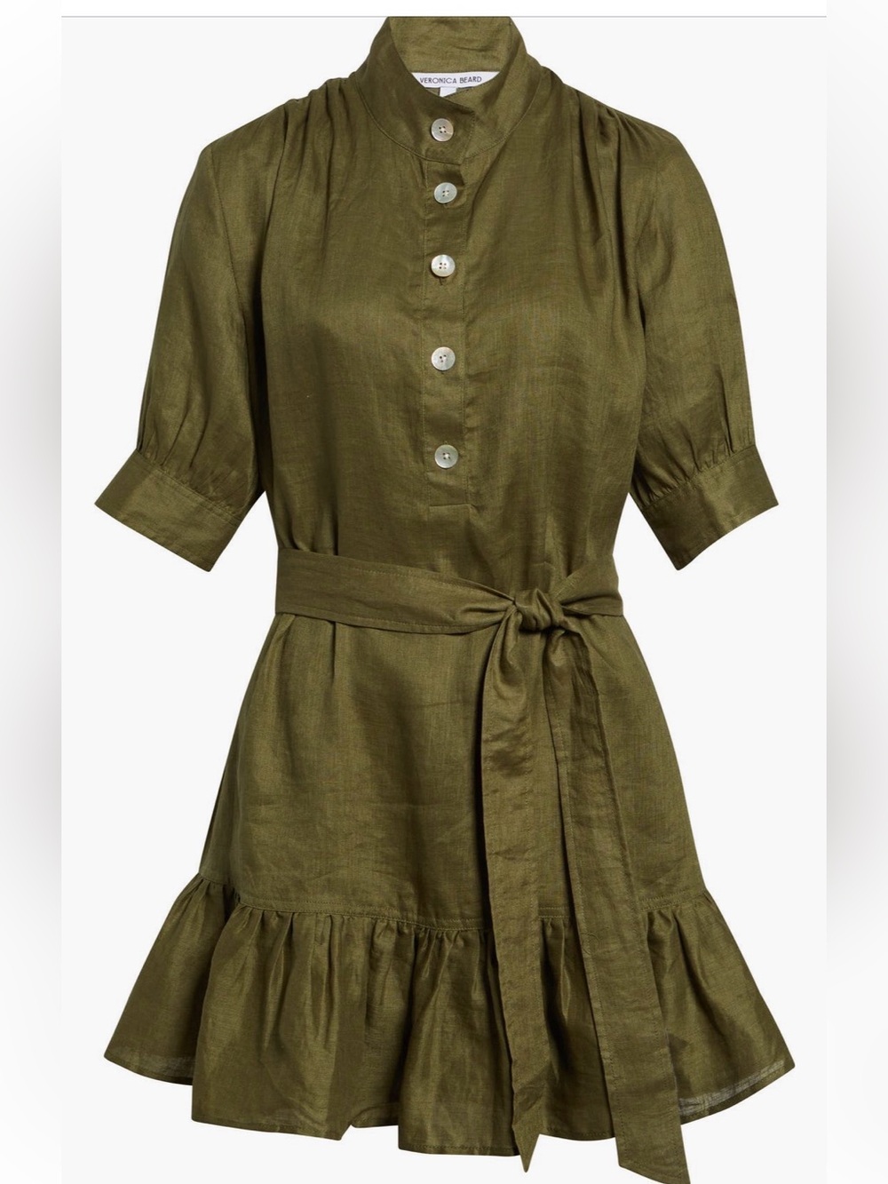 Veronica Beard Kaidin Linen Ruffle Hem Dress - Picture 3 of 9